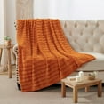 thumbnail image 2 of Home Soft Things Derby Double Sided Faux Fur Throw Blanket Solid Color Fuzzy Super Soft Cozy Plush Throw - Burnt Orange - 50" x 60", 2 of 9