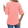thumbnail image 4 of UVN Blouses for Women V Neck Half Bell Sleeve Shirts Summer Ladies Casual Flowy Tunic Tops, 4 of 8
