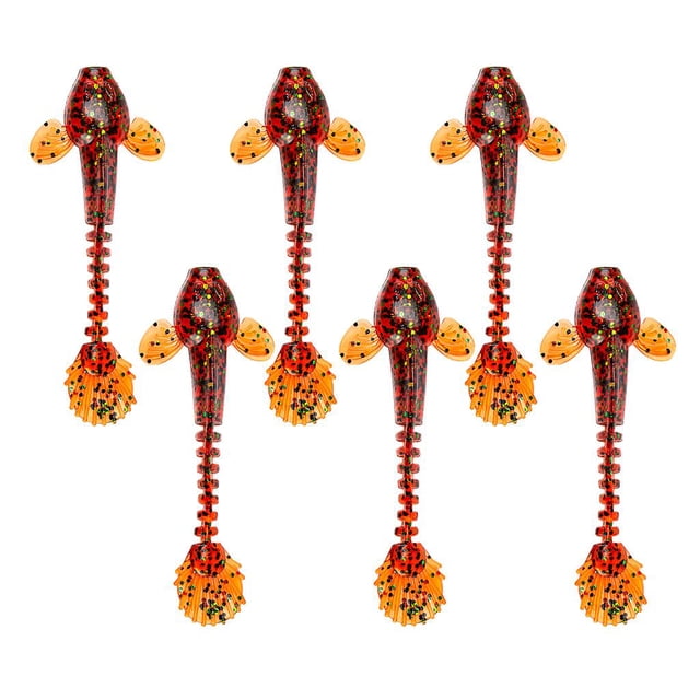 Señuelos de pesca blandos de , 6 uds., cebos de pesca realistas de colores , 9cm/3,5 pulgadas rojo Cola Simulación de cebo suave
