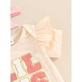 thumbnail image 6 of Bagilaanoe 3pcs Newborn Baby Girl Pants Set Letter Short Sleeve Romper Tops + Flare Trousers + Headband 3M 6M 12M 18M Infant Casual Clothes, 6 of 7