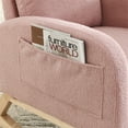 thumbnail image 7 of Modern Accent Rocking Chair with Two Side Pocket, High Backrest Living Room Lounge Armchair with Padded Back Cushion and Solid Wood Base for Home Office, Pink, 7 of 7