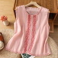 thumbnail image 2 of QSAWXQZ Women's Vintage Cotton Linen Floral Embroidered Tank Top Crew Neck Sleeveless Boho Lightweight Summer Vest Blouse L, 2 of 9