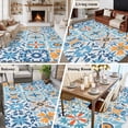 thumbnail image 5 of Large Area Rugs for Living Room Bedroom, Blue Mediterranean 6'x9' Rug Washable Carpet Runner Indoor Outdoor, Vintage Moroccan Tiles Texture Non Slip Floor Mats Rug for Kitchen, Playroom, 5 of 8