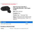 thumbnail image 2 of Right Passenger Side Mirror - Compatible with 2020 - 2022 Toyota Corolla 2021, 2 of 2