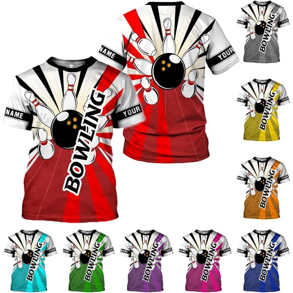 Custom Bowling Shirts, Personalized Name Bowling Shirts Unisex, Bowling Jerseys for Men & Women, Team Bowling Shirt Gift (Red, S)
