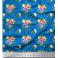 thumbnail image 1 of Soimoi Cotton Poplin Fabric Leaves, & Rose Floral Fabric Prints by Yard 42 Inch Wide, 1 of 1