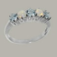 thumbnail image 2 of LBG British Made 14k White Gold Natural Aquamarine & Opal Womens Eternity Ring - 33 size options - Size 9.75, 2 of 7