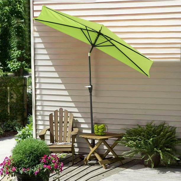 10Ft Outdoor Patio Half Umbrella Cafe Wall Balcony Door 5 Ribs