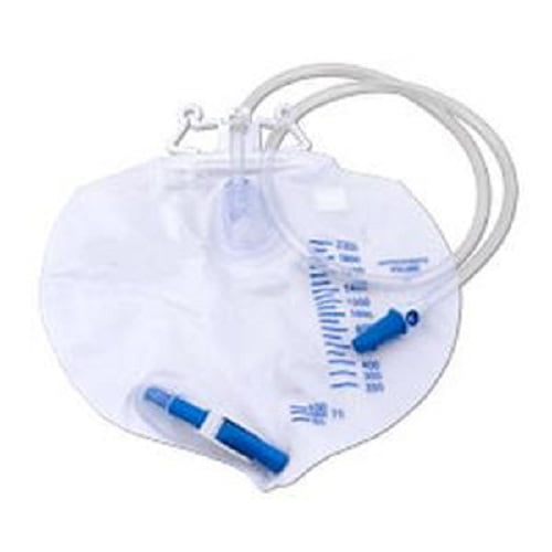 Cardinal Health Vented Drainage Bag Standard, Anti-Reflux Valve, 2,000 mL, with Double Hanger