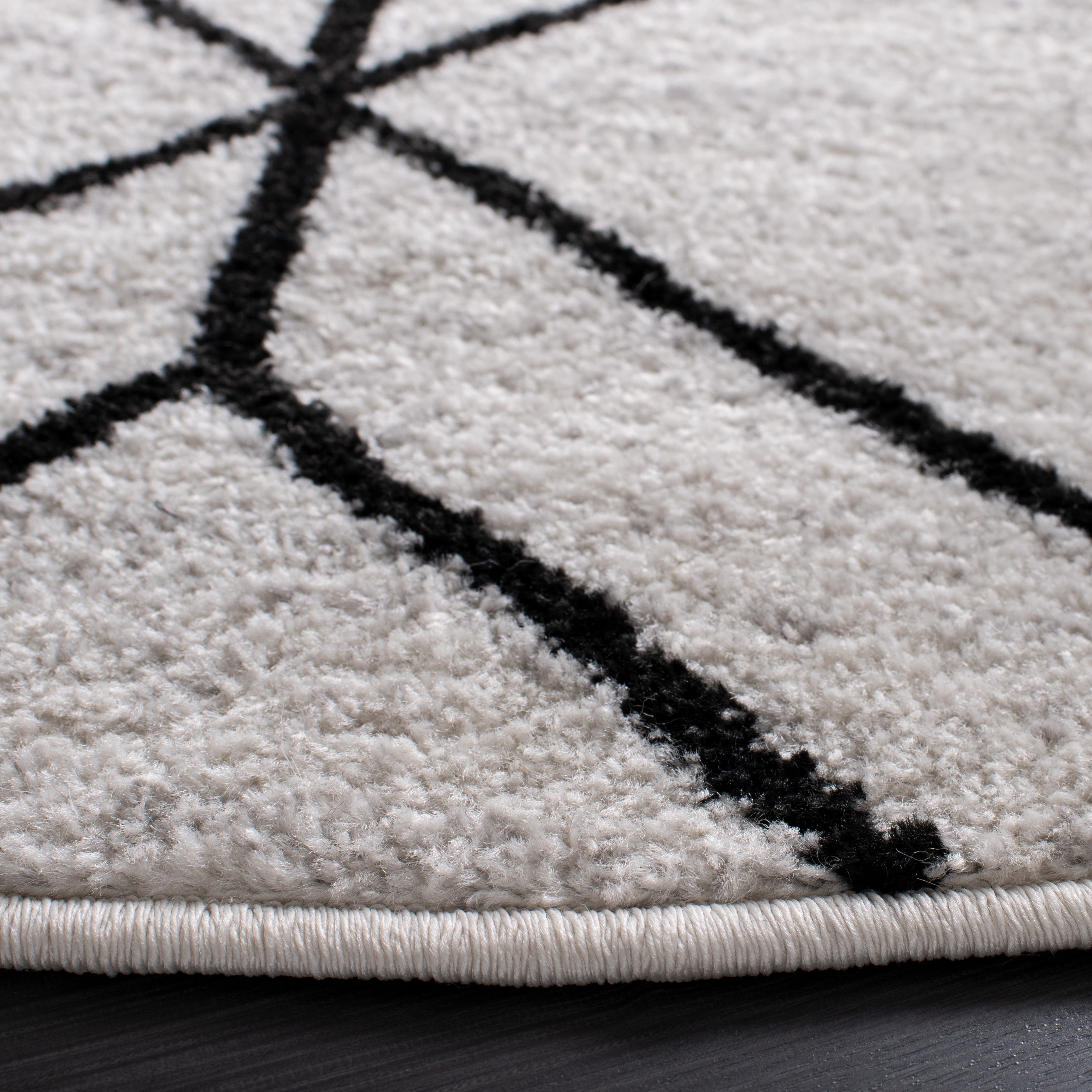 SAFAVIEH Adirondack Caitriona Geometric Squares Area Rug, Light Grey/Black, 6' x 6' Round