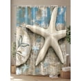 thumbnail image 4 of Marine Life Shower Curtain, Vintage Starfish Coral Shell Oil Painting Waterproof Shower Curtain Set with 12 Hooks Lightweight Washable Fabric Shower Curtains for Bathroom 72x72 Inches, 4 of 6