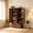 Walnut Brown + 3 Doors & 4 Drawers, variant on AUU 72" Farmhouse Kitchen Pantry Storage Cabinet with 3 Pull-Out Trays, Embossed Wood Grain, 5 Door Racks, Rustic Freestanding Cupboard for Home Kitchen & Dining Room