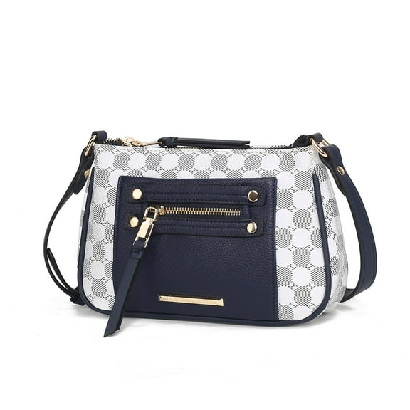 MKF Collection Essie Women Crossbody Bag Circular Print Vegan Leather Shoulder Bag Purse by Mia K - Navy Blue