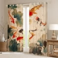 thumbnail image 2 of Manfei Ink Koi Fish Black Out Curtains, Lotus Leaf Pond Curtains Pack of 2 (42x63 Each) Home Decor, Beige Green Orange, 2 of 6