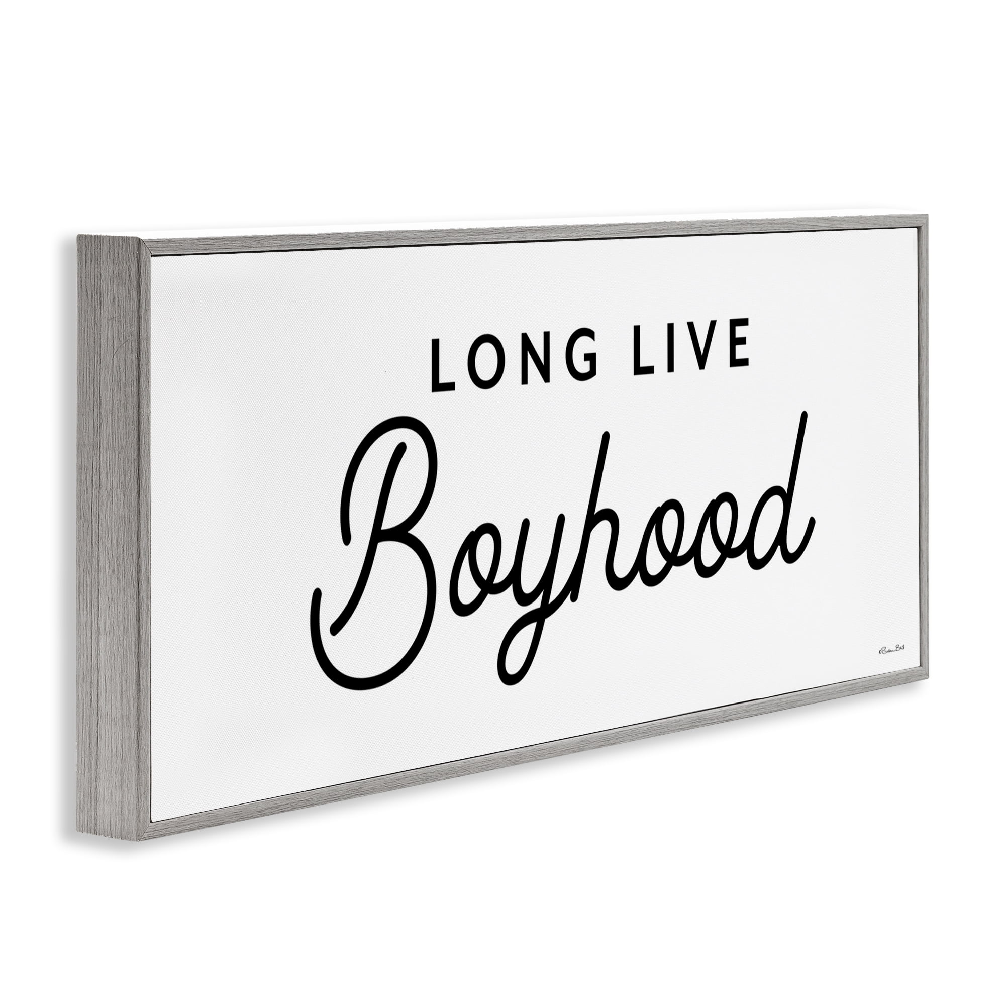 Stupell Industries Long Live Boyhood Typography Painting Gray Framed Art Print Wall Art, 24 x 10