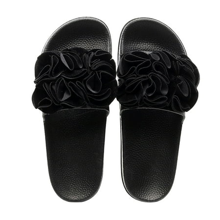

2022 Women s Summer Outdoor Wear Sandals One-word Slippers Large Flower Casual