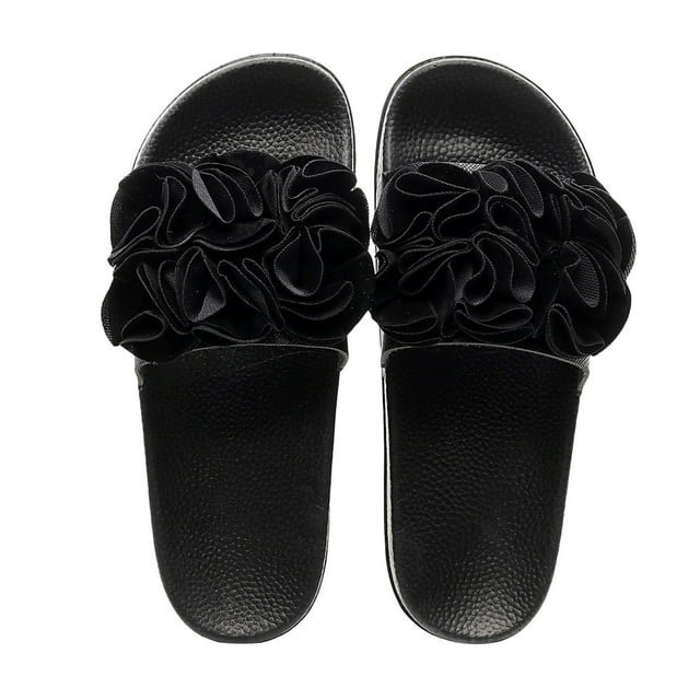 LSLJS Sandales d'Été pour Femmes pour l'Extérieur, Pantoufles à Bride Unique, Grandes Fleurs Décontractées, Pantoufles pour Femmes