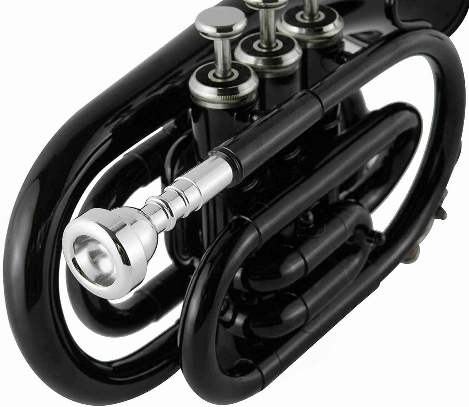 Trumpet sai music pocket 3v black nickel with mouthpiece and case