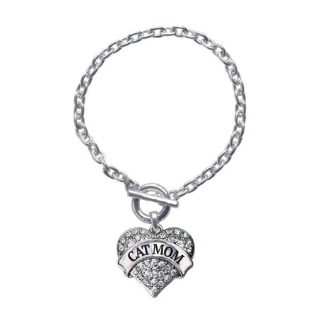 - Cat Mom Pave Heart Toggle Bracelet