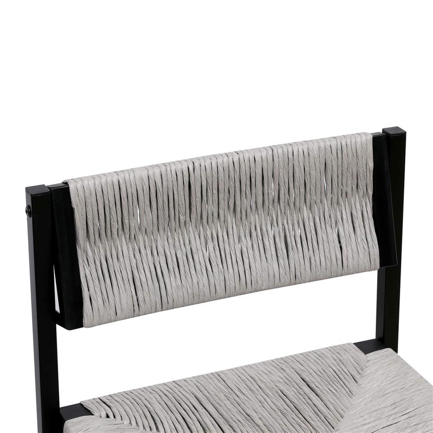 Demi Bonn 34" Counter Height Bar Stools Set of 2, Paper Rope Weave Barstools with Back, Armless Kitchen Island Countertop Chairs for Dining Room, Gray