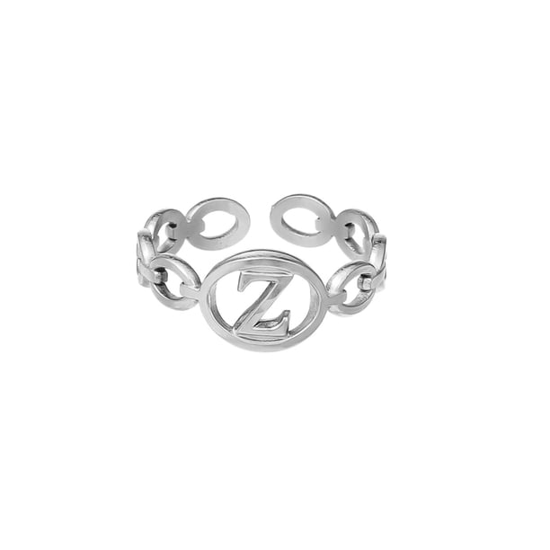 Anillo de 26 letras chapado en acero de titanio, anillo de dedo índice con apertura en inglés, anillo hueco Wmkox8yi sjalhkljlk2015
