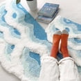 thumbnail image 3 of 23"×72" Soft Shag 3D Stereo Wave Moss Bedside Rug,Moss rug Cute Moss Bathroom Rug Boho Aesthetic Leaf Leaves Bath Mat Shaggy Non Slip Absorbent Shower Mat Décor, 3 of 10