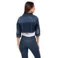 thumbnail image 5 of Womens Plus Size Button Closed Cropped Jean Jacket Stretch Ladies Denim Jacket Oversize Coat, 5 of 6