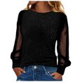 thumbnail image 5 of larppty Womens Sequin Sweatshirts Fashion Crewneck Long Batwing Sleeve Lightweight Pullover Clothes (Black, 3XL), 5 of 8