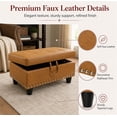 thumbnail image 4 of Aukfa 29" Storage Ottoman Bench for Sectional Sofa for Home Office, Nailhead Trim&Lift Top, Leather, Ginger, 4 of 7