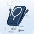 thumbnail image 4 of Podoru Wireless Portable Charger, 10000mAh Magnetic Power Bank Built-in USB C Lighting Cables 22.5W PD Fast Charging LED Display Battery Pack for for iPhone 16/15/14/13/12 - Navy Blue, 4 of 8
