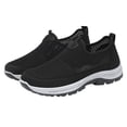 thumbnail image 2 of Domuza Mens Thick-Soled Mesh Breathable Casual Shoes Slip-On Soft Sole Sports Shoes with Ortho Arch Support Anti-Slip Properties Suitable Black 7 (EU-39), 2 of 7
