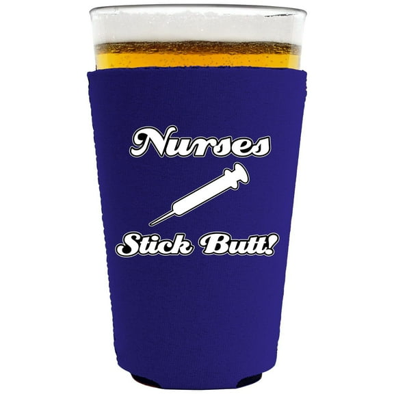 Nurses Stick Butt Pint Glass Coolie (Purple)