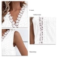 thumbnail image 5 of Lace Sleeveless Shirt Blouse Plain Color V Neckline Hollow Blouse for Women Lady Dating Summer White L, 5 of 6