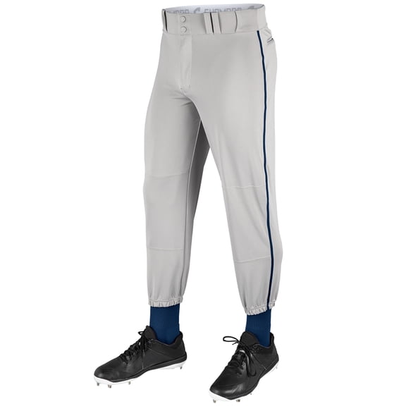 Champro Triple Crown Classic W/ Braid Mens Baseball Pants, Gray/Navy, Large