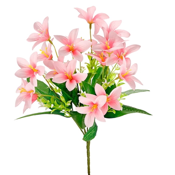 1 Pcs Fake Lilies Bouquet, Real Touch 18 Heads Fake Lilies Bouquets Faux Flowers for Wedding Centerpieces Arrangement Easter Home Decor 13"