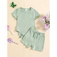 thumbnail image 2 of Infant Baby Girls Shorts Set, Short Sleeve Crew Neck Romper with Elastic Waist Shorts, 2 of 9