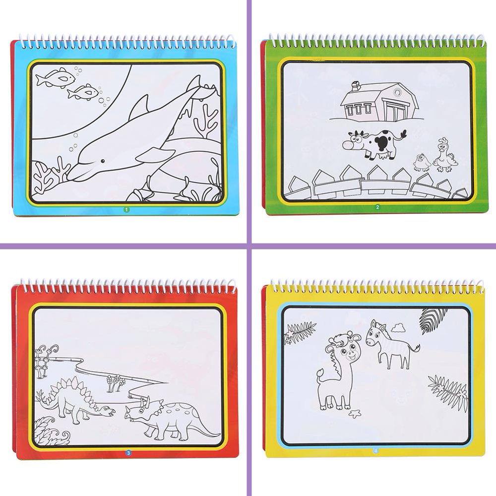 Download Kritne Portable Children Magic Coloring Painting Book with Water Drawing Pen Kids Early Learn ...