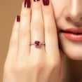 thumbnail image 3 of Halo Art Deco 2.05 Carat 7mm Cushion Cut Red Ruby And Moissanite Diamond Engagement Ring in 10k Rose Gold, 3 of 5