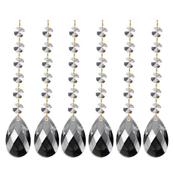 Uxcell Teardrop Crystal Chandelier Pendants Beads, 6 Pack 160mm Length 38mm Prisms Parts Beads Electroplating Gray