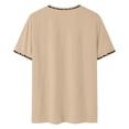 thumbnail image 3 of Men's T-Shirts Los Angeles Printed Letter tees Short Sleeved Loose Graphic Tees Dailywear Sports T-Shirt Beige XL, 3 of 6