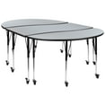 thumbnail image 2 of Emma + Oliver 3 Piece Mobile 86" Oval Wave Collaborative Grey Adjustable Activity Table Set, 2 of 14