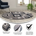 thumbnail image 6 of BizChair Geometric 5' x 5' Blue, Grey, and White Round Olefin Area Rug with Cotton Backing, Living Room, Bedroom, 6 of 10