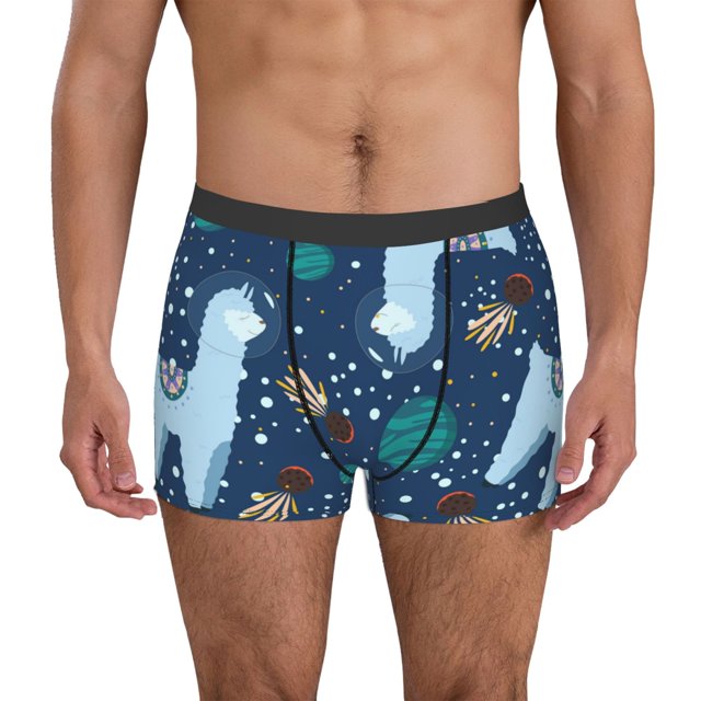 Fotbe Alpaca Astronaut in Space Calzoncillos Tipo Boxer con Bolsa de Soporte Total para Hombre, X-Temp Fresco, Transpirable y de Secado Rápido-X-Large