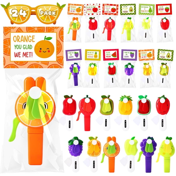 Mini Ventiladores Portátiles Kittmip con Juegos de 24 Tarjetas Diseño de Frutas