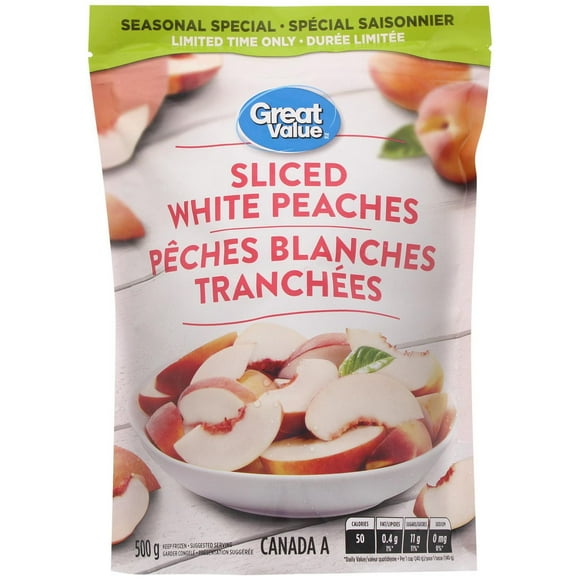 Great Value Sliced White Peaches, 500 g