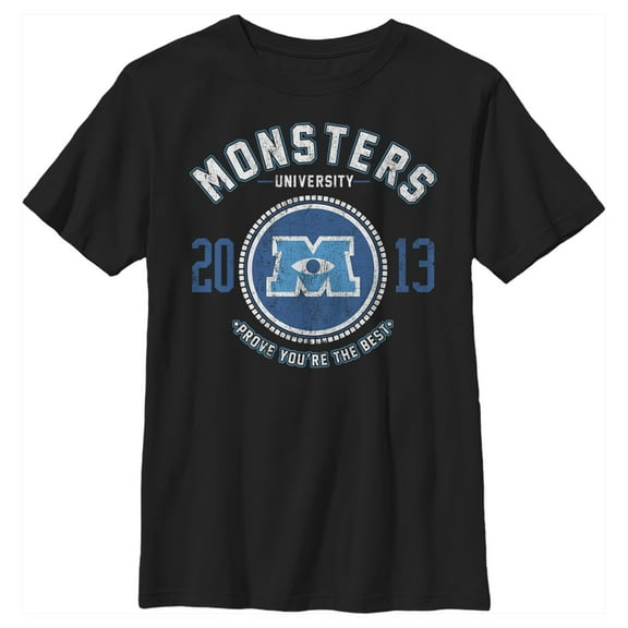 Boy's Monsters Inc Best College Logo  Graphic Tee Black X Large
