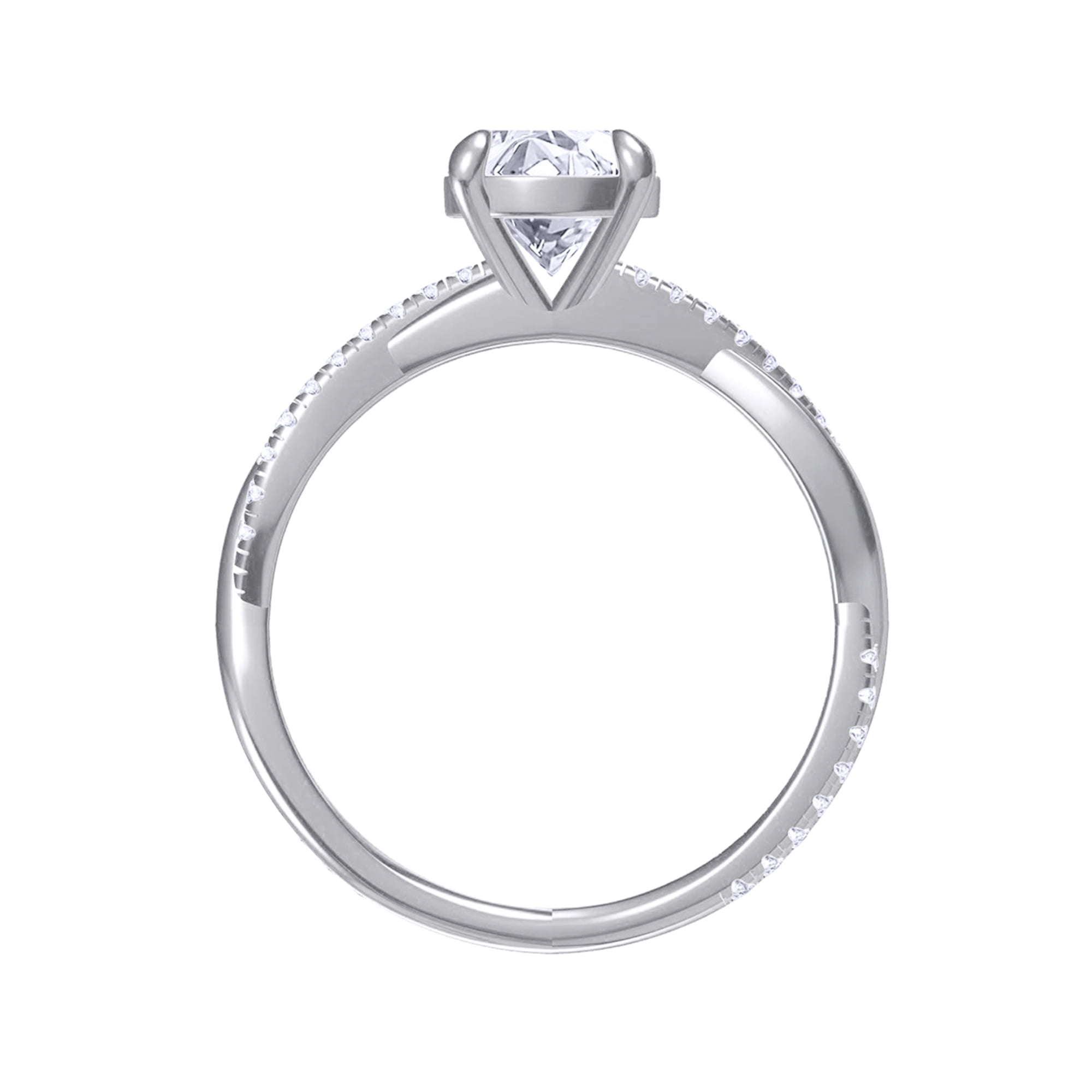 Solitaire Twisted Engagement Rings, Center 7.5MM Round Moissanite Diamond Rings For Women In 14k White Gold Over Sterling Silver, Stackble Promise Bridal Rings For Her (2.00 Ctw) Ring Size-5.5