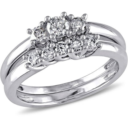 Miabella 2/5 Carat T.W. Diamond 10kt White Gold Three Stone Bridal Set