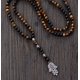 thumbnail image 1 of Pulsera de amatista turquesa blanca de moda europea y americana, collar con colgante de loto de 108 cuentas, 1 of 6