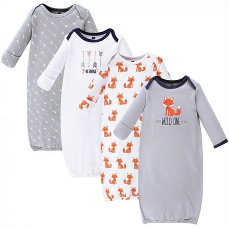 

Hudson Baby Infant Boy Cotton Long-Sleeve Gowns 4pk Wild One 0-6 Months
